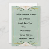 White & Green Modern Minimalist Wedding Invitation Einladung (Vorne/Hinten)