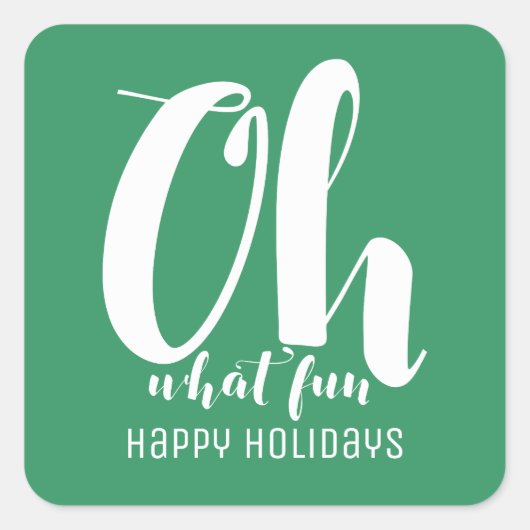 White Green Oh What Fun Holiday Stickers (Vorderseite)