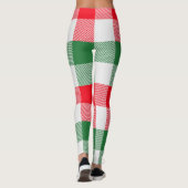 White Green Red Buffalo Kariertes Muster Leggings (Rückseite)