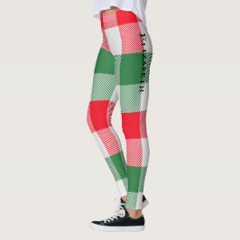 White Green Red Buffalo Kariertes Muster Leggings