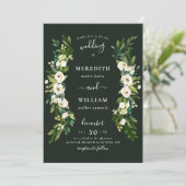 White Green Rose Garden Wedding Einladung (Stehend Vorderseite)