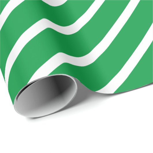 White Green Spikes Leaf Patterns Kunst Weihnachten Geschenkpapier (Rolleneckpunkt)