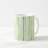 White Green Stripes Kaffeetasse (VorderseiteRechts)