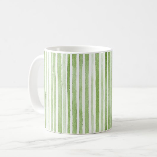 White Green Stripes Kaffeetasse (Vorderseite Links)