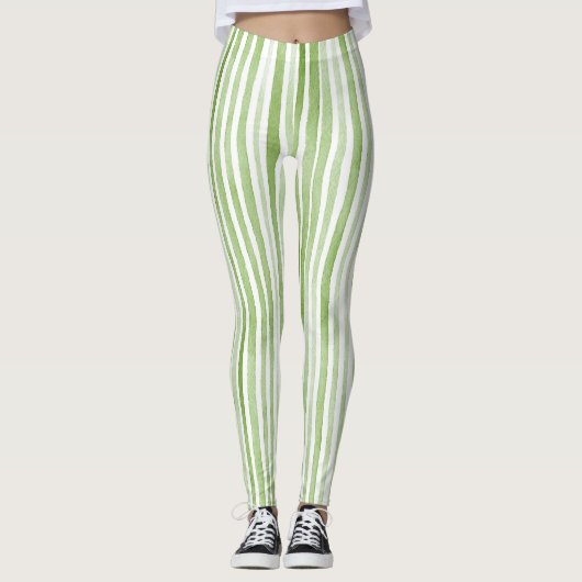 White Green Stripes Leggings (Vorderseite)