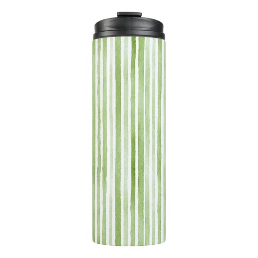 White Green Stripes Thermosbecher (Vorderseite)