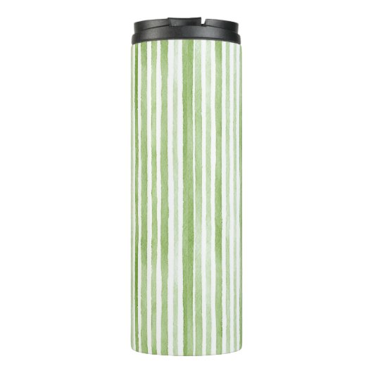 White Green Stripes Thermosbecher (Rückseite)