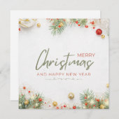 White Green und Red Simple Frohe Weihnachten (Vorne/Hinten)