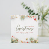 White Green und Red Simple Frohe Weihnachten (Stehend Vorderseite)