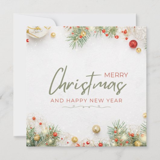 White Green und Red Simple Frohe Weihnachten (Vorderseite)