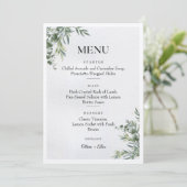 White & Green Watercolor Leaves Wedding Menu Menükarte (Stehend Vorderseite)