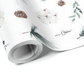 White Greenery Vintag Frohe Weihnachten Geschenkpapier (Rolleneckpunkt)