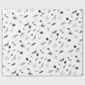 White Greenery Vintag Frohe Weihnachten Geschenkpapier (Flach)