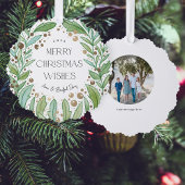 White Greenery Wreath Frohe Weihnachten Ornament Karte