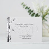 White Grey Birch Trees Wedding RSVP Karte (Stehend Vorderseite)
