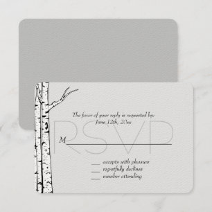 White Grey Birch Trees Wedding RSVP Karte