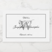 White & Grey elegante Monogram Chic Wedding Mini Schaumweinetikett (Einzelnes Label)