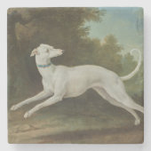 White Greyhound Dog (von Jean-Baptiste Oudry) Steinuntersetzer (Vorderseite)