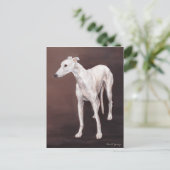 White Greyhound Hund Art Postcard Postkarte (Stehend Vorderseite)