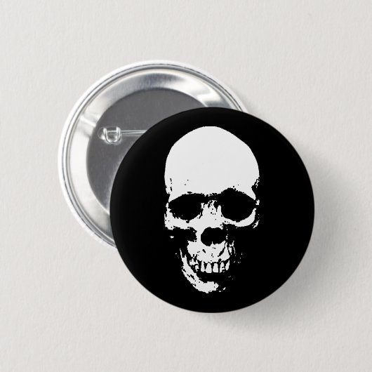White Grim Sensenmann Skull Button (Vorne & Hinten)