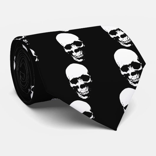 White Grim Sensenmann Skull Krawatte (Gerollt)