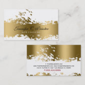 White & Grunge Gold Streifen & Flying Birds Visitenkarte (Vorne/Hinten)