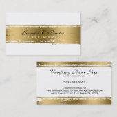 White & Grunge Gold Streifen Modernes Design 2 Visitenkarte (Vorne/Hinten)