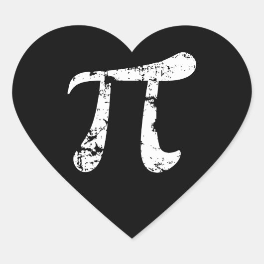 White Grunge Pi Symbol Herz-Aufkleber (Vorderseite)