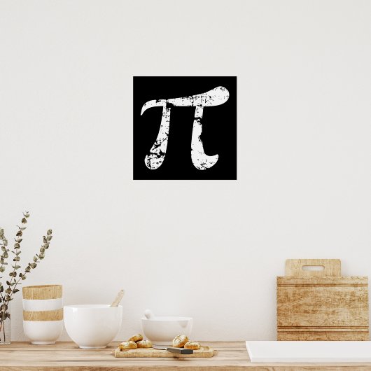 White Grunge Pi Symbol Poster (Küche)
