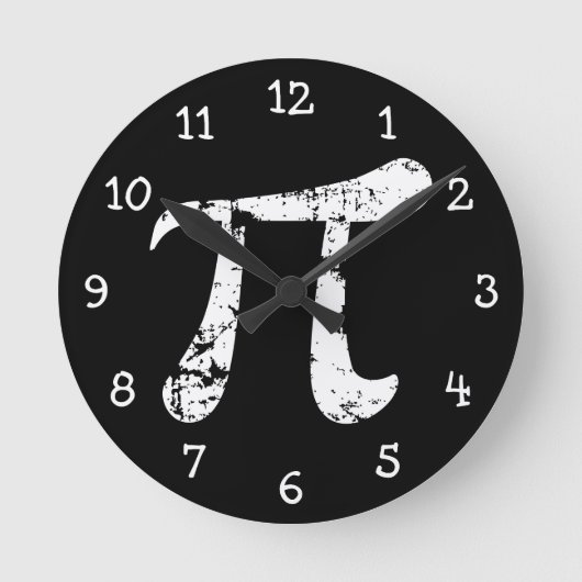 White Grunge Pi Symbol Runde Wanduhr (Vorderseite)