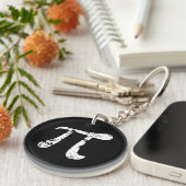 White Grunge Pi Symbol Schlüsselanhänger (Vorderseite rechts)