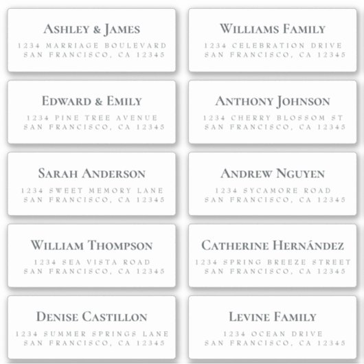 White Guest Address Labels BESTELLEN 6" oder 8"! (Vorderseite)