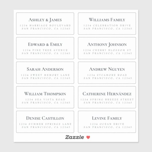 White Guest Address Labels BESTELLEN 6" oder 8"! (Blatt)