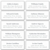 White Guest Address Labels ORDER 6" oder 8" Blatt! (Vorderseite)