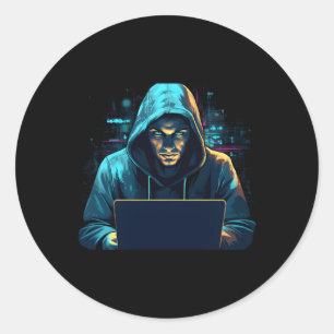 White Hacker für Cyber-Krieger und ethischen Hacke Runder Aufkleber