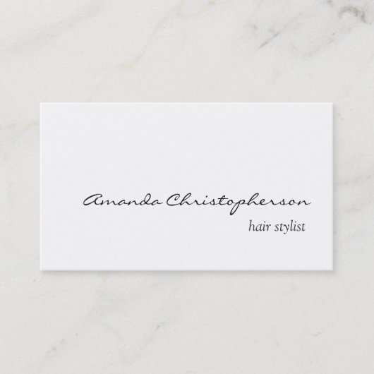 White Hair Stylist Script Business Card reinigen Visitenkarte (Vorderseite)
