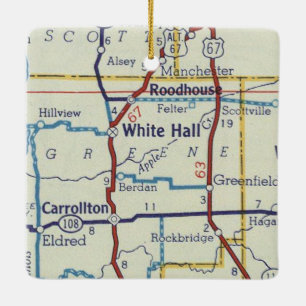 White Hall IL Vintage Karte Keramikornament