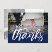 White Hand Letter Vielen Dank Foto Hochzeit Postkarte (Vorne/Hinten)