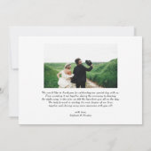 White Hand Letting Moderne Foto Hochzeit Dankeskarte (Rückseite)