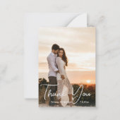 White Handwriting ehe 2 Fotos danke Mitteilungskarte (Vorderseite)