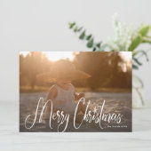 White Handwriting Frohe Weihnachts-Fotokarte Feiertagskarte (Stehend Vorderseite)