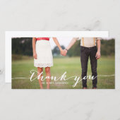 White Handwriting Script Wedding Danke Foto (Vorne/Hinten)