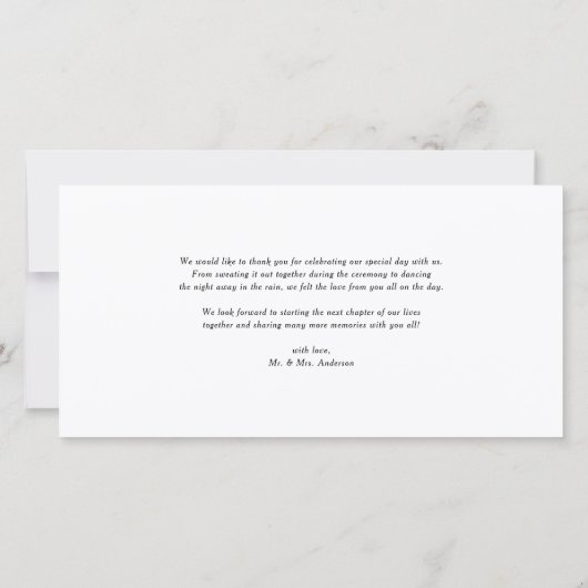 White Handwriting Script Wedding Danke Foto (Rückseite)