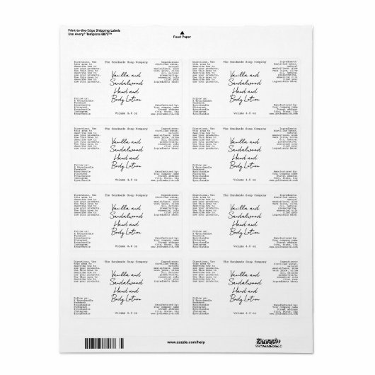 White Handwritten Look Cosmetics Bottle Label (Vorne)