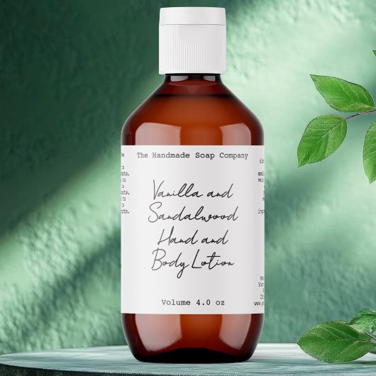 White Handwritten Look Cosmetics Bottle Label