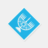 White Hanukkah menorah Serviette (Ecke)