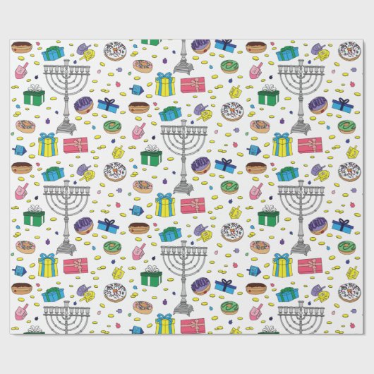 White Hanukkah Pattern Geschenkpapier (Flach)
