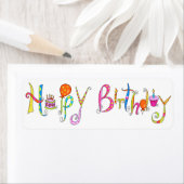 White Happy Birthday Address Label (Insitu)