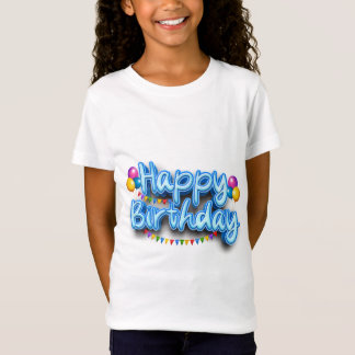 White Happy Brithday T - Shirt Design