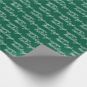 White Happy Holidays Wortart Muster auf Green Geschenkpapier (Ecke)